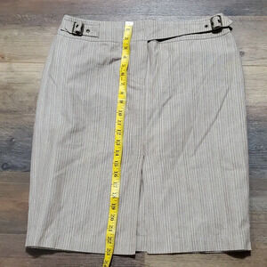 Kors Michael kors striped belted front slit pencil skirt tan and cream